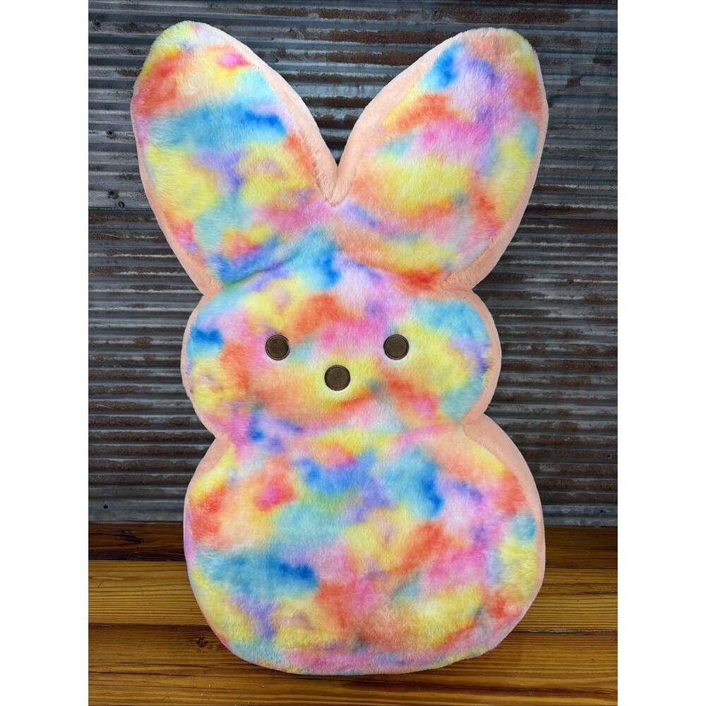 Peeps Bunny Plush Jumbo 36" Pillow Rainbow Tie-Dye Pastel Stuffed Toy Easter